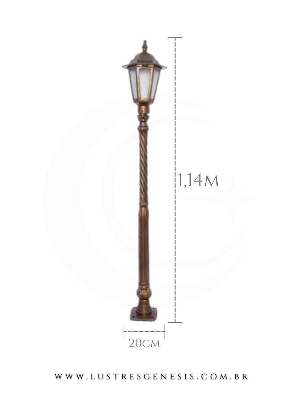 Poste de Iluminação externa Clássico Retro 1,14m estrutura robusta em alumínio fundido para jardim e fachada